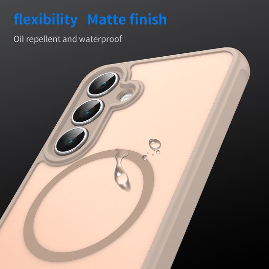Husa Matte MagSafe pentru Samsung Galaxy S25 Fe, protectie completa, contur Bej