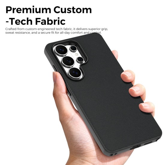 Husa compatibila cu Samsung Galaxy S26 Ultra, MagSafe, Design Woven, Soft Touch, Antisoc, Negru