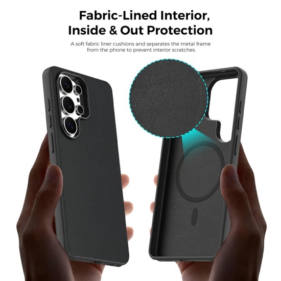 Husa compatibila cu Samsung Galaxy S26 Ultra, MagSafe, Design Woven, Soft Touch, Antisoc, Negru