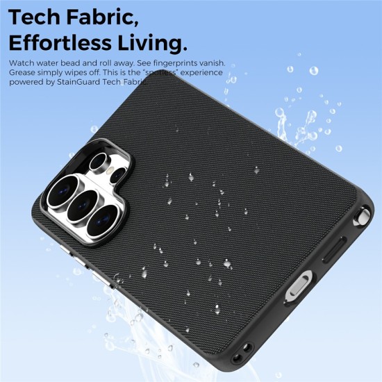Husa compatibila cu Samsung Galaxy S26 Ultra, MagSafe, Design Woven, Soft Touch, Antisoc, Negru