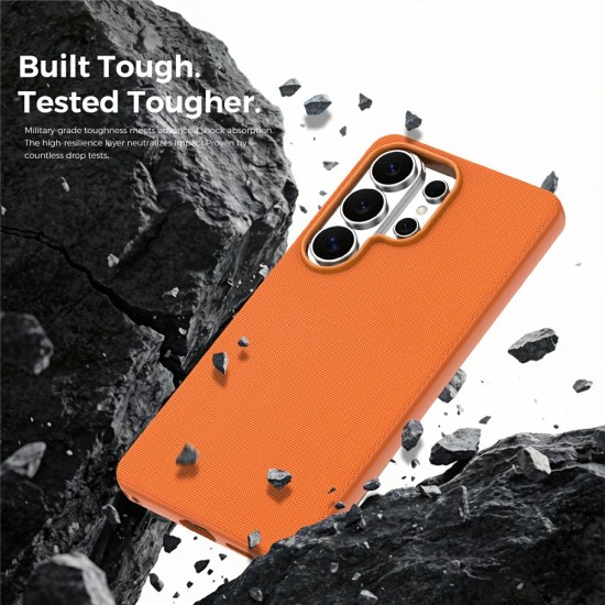 Husa compatibila cu Samsung Galaxy S26 Ultra, MagSafe, Design Woven, Soft Touch, Antisoc, Portocaliu
