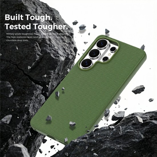 Husa compatibila cu Samsung Galaxy S26 Ultra, MagSafe, Design Woven, Soft Touch, Antisoc, Verde