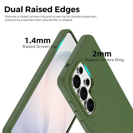 Husa compatibila cu Samsung Galaxy S26 Ultra, MagSafe, Design Woven, Soft Touch, Antisoc, Verde
