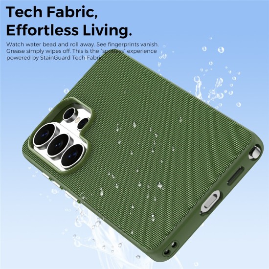 Husa compatibila cu Samsung Galaxy S26 Ultra, MagSafe, Design Woven, Soft Touch, Antisoc, Verde