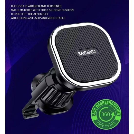 Suport Auto Magnetic pentru Telefon Kakusiga KSC-1736, Prindere Ventilatie cu Cleme, Rotire 360, Compatibil Universal, Negru