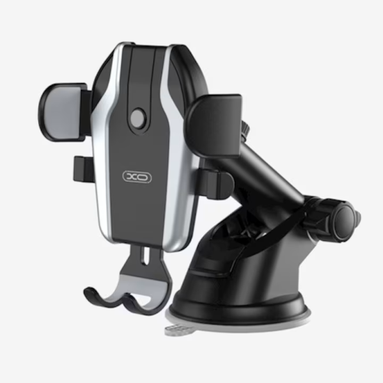 Suport Auto Telefon XO C77, Prindere cu Ventuza pentru Bord sau Parbriz, Rotire 360, Reglabil, Compatibil Universal, Negru