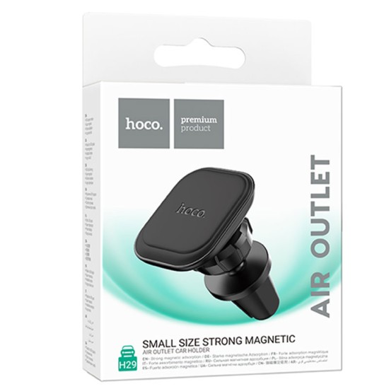 Suport Auto Magnetic pentru Telefon Hoco H29, Prindere Ventilatie cu Cleme, Rotire 360, Compatibil Universal, Negru