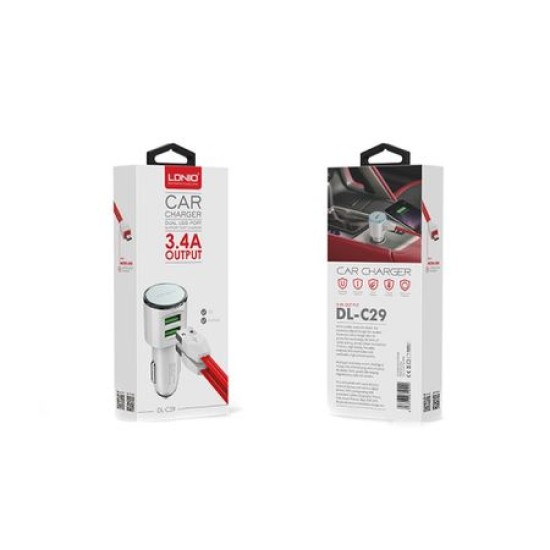Incarcator auto Ldnio incarcare rapida 3.4A + cablu Type-C