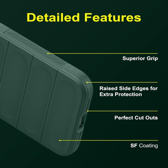 Husa wave, compatibila cu IPhone 15, Grip Anti-Soc, Tpu, Deep Green