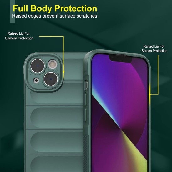 Husa wave, compatibila cu IPhone 15, Grip Anti-Soc, Tpu, Deep Green