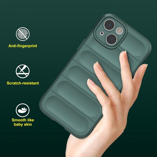 Husa wave, compatibila cu IPhone 14, Grip Anti-Soc, Tpu, Deep Green