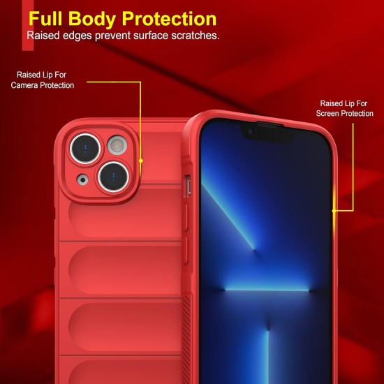 Husa wave, compatibila cu IPhone 14, Grip Anti-Soc, Tpu, Pure Red