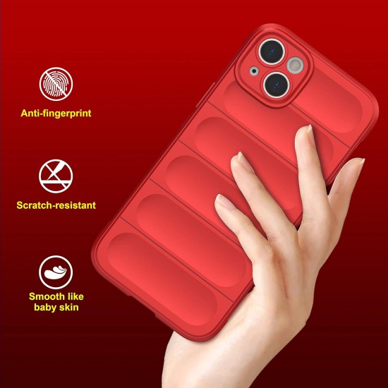 Husa wave, compatibila cu IPhone 15, Grip Anti-Soc, Tpu, Pure Red