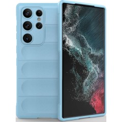 Husa wave, compatibila cu Samsung Galaxy S24 Ultra, Grip Anti-Soc, Tpu, Baby Blue