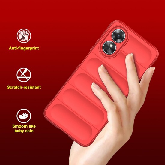 Husa wave, compatibila cu OPPO A38 4G, Grip Anti-Soc, Tpu, Pure Red