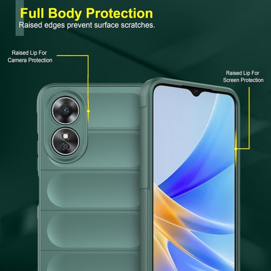 Husa wave, compatibila cu OPPO A38 4G, Grip Anti-Soc, Tpu, Deep Green