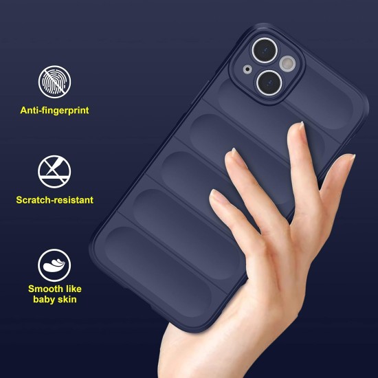 Husa wave, compatibila cu IPhone 15, Grip Anti-Soc, Tpu, Navy Blue