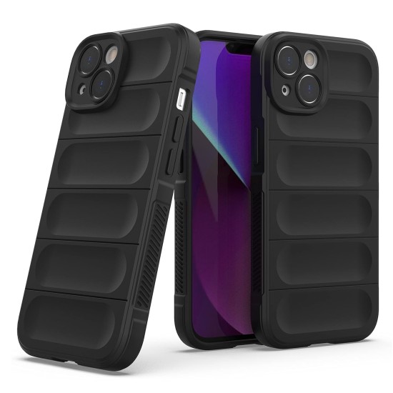 Husa wave, compatibila cu IPhone 15, Grip Anti-Soc, Tpu, Night Black