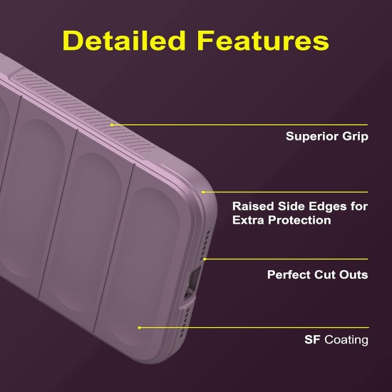 Husa wave, compatibila cu IPhone 14, Grip Anti-Soc, Tpu, Light Purple