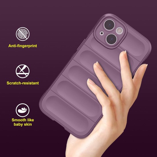 Husa wave, compatibila cu IPhone 14, Grip Anti-Soc, Tpu, Light Purple