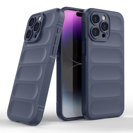 Husa wave, compatibila cu IPhone 15 Pro, Grip Anti-Soc, Tpu, Navy Blue