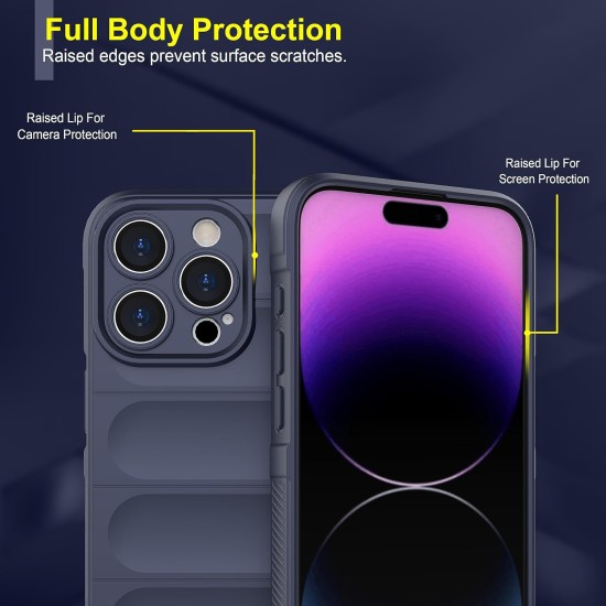 Husa wave, compatibila cu IPhone 15 Pro Max, Grip Anti-Soc, Tpu, Navy Blue