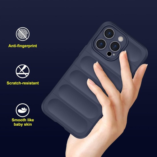 Husa wave, compatibila cu IPhone 15 Pro, Grip Anti-Soc, Tpu, Navy Blue