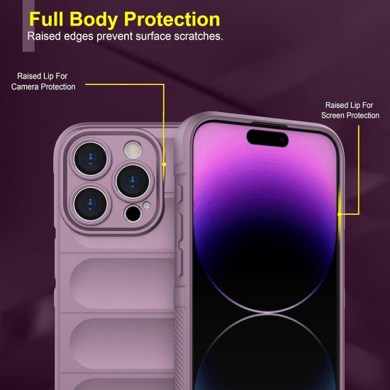 Husa wave, compatibila cu IPhone 14 Pro Max, Grip Anti-Soc, Tpu, Light Purple