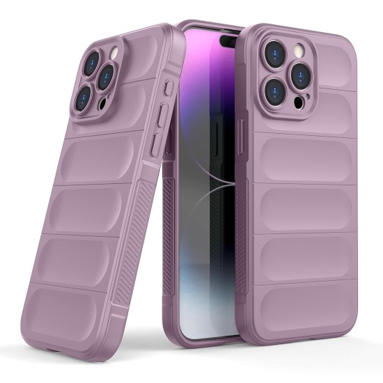 Husa wave, compatibila cu IPhone 14 Pro, Grip Anti-Soc, Tpu, Light Purple