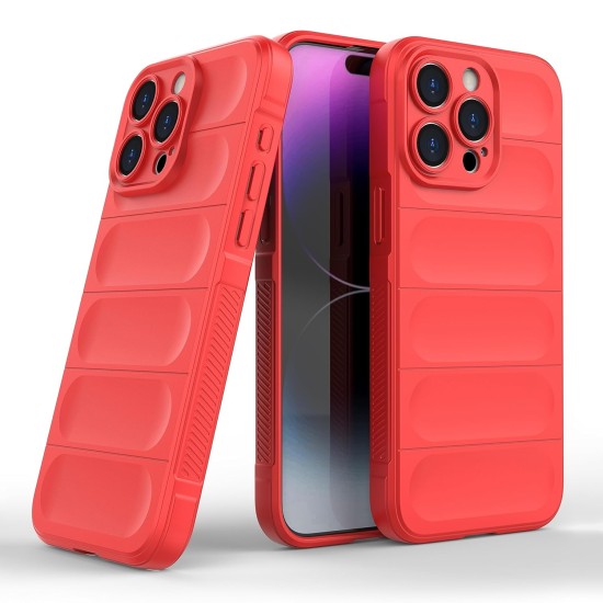 Husa wave, compatibila cu IPhone 14 Pro, Grip Anti-Soc, Tpu, Pure Red