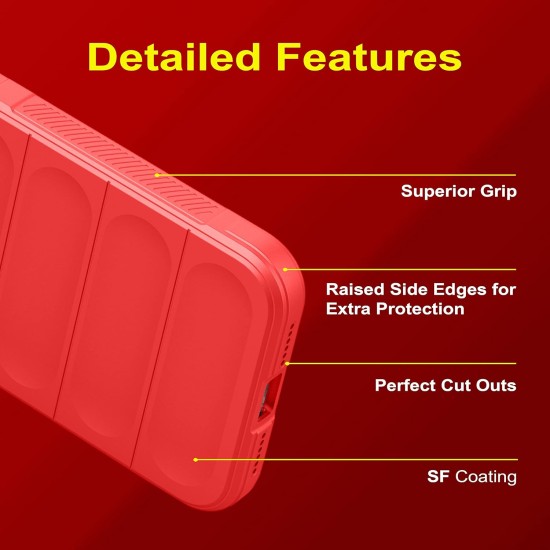 Husa wave, compatibila cu IPhone 14 Pro, Grip Anti-Soc, Tpu, Pure Red