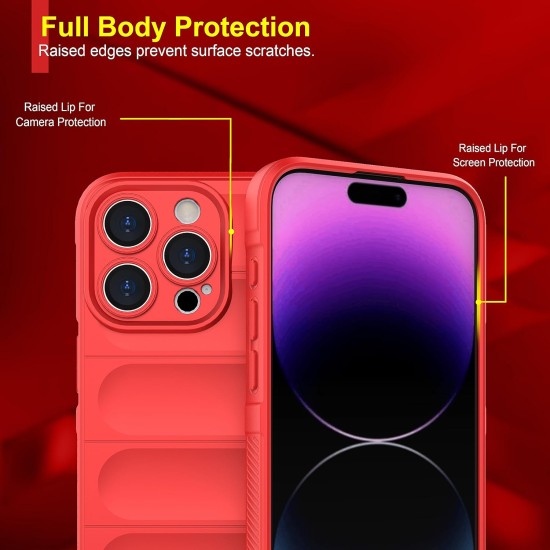 Husa wave, compatibila cu IPhone 15 Pro Max, Grip Anti-Soc, Tpu, Pure Red