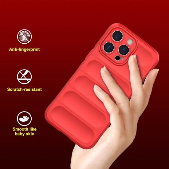 Husa wave, compatibila cu IPhone 15 Pro, Grip Anti-Soc, Tpu, Pure Red