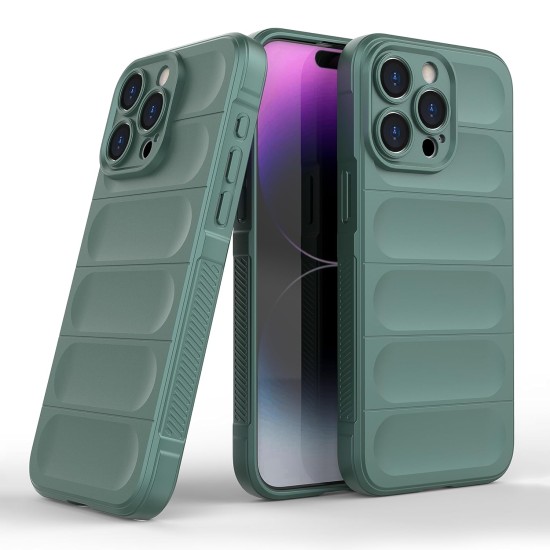 Husa wave, compatibila cu IPhone 14 Pro, Grip Anti-Soc, Tpu, Deep Green