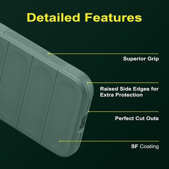 Husa wave, compatibila cu IPhone 14 Pro, Grip Anti-Soc, Tpu, Deep Green