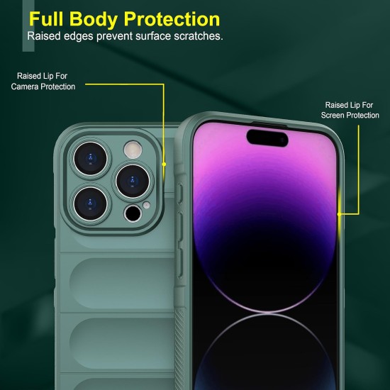 Husa wave, compatibila cu IPhone 15 Pro Max, Grip Anti-Soc, Tpu, Deep Green