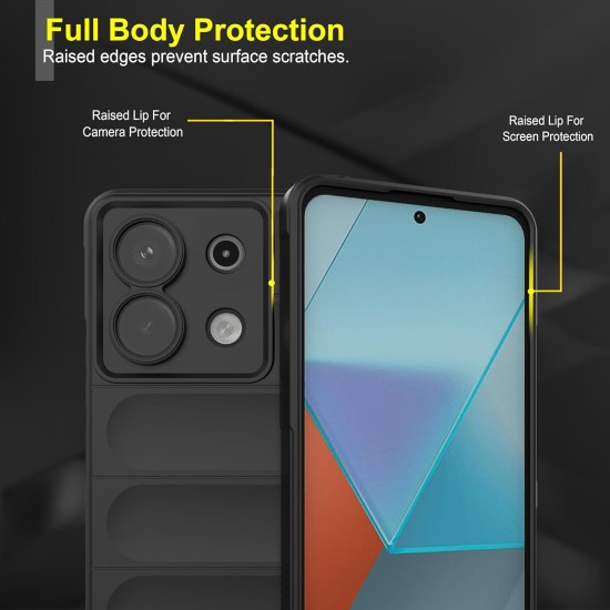 Husa wave, compatibila cu Xiaomi Redmi Note 13 5G, Grip Anti-Soc, Tpu, Night Black