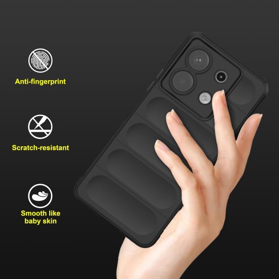 Husa wave, compatibila cu Xiaomi Redmi Note 13 5G, Grip Anti-Soc, Tpu, Night Black