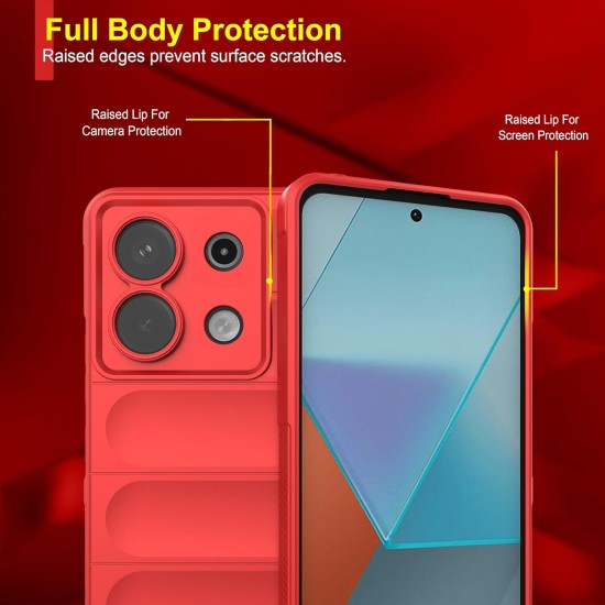 Husa wave, compatibila cu Xiaomi Redmi Note 13 5G, Grip Anti-Soc, Tpu, Pure Red