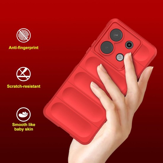 Husa wave, compatibila cu Xiaomi Redmi Note 13 5G, Grip Anti-Soc, Tpu, Pure Red