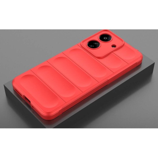 Husa wave, compatibila cu xiaomi redmi 13c, Grip Anti-Soc, Tpu, Pure Red