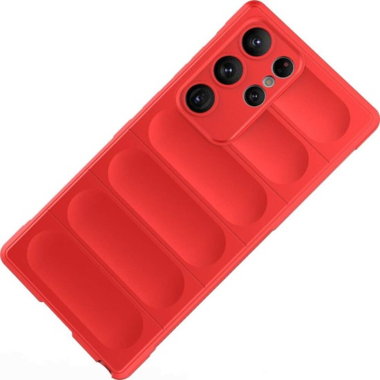 Husa wave, compatibila cu Samsung Galaxy S24 Ultra, Grip Anti-Soc, Tpu, Pure Red