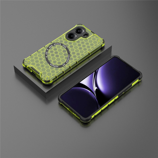 Husa compatibil cu Xiaomi Redmi 13C cu protectie spate si margini anti-soc, Verde – Model Fagure Husa compatibil cu Xiaomi Redmi 13C cu protectie spate si margini anti-soc, Verde – Model Fagure