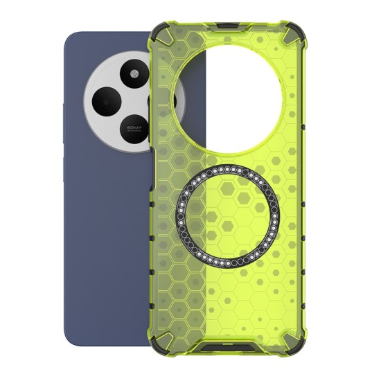Husa compatibil cu Xiaomi Redmi 14C cu protectie spate si margini anti-soc, Verde – Model Fagure Husa compatibil cu Xiaomi Redmi 14C cu protectie spate si margini anti-soc, Verde – Model Fagure