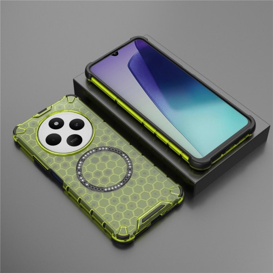 Husa compatibil cu Xiaomi Redmi 14C cu protectie spate si margini anti-soc, Verde – Model Fagure Husa compatibil cu Xiaomi Redmi 14C cu protectie spate si margini anti-soc, Verde – Model Fagure