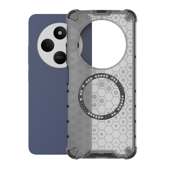 Husa compatibil cu Xiaomi Redmi 14C cu protectie spate si margini anti-soc, Fumuriu – Model Fagure Husa compatibil cu Xiaomi Redmi 14C cu protectie spate si margini anti-soc, Fumuriu – Model Fagure