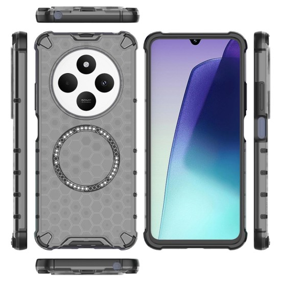 Husa compatibil cu Xiaomi Redmi 14C cu protectie spate si margini anti-soc, Fumuriu – Model Fagure Husa compatibil cu Xiaomi Redmi 14C cu protectie spate si margini anti-soc, Fumuriu – Model Fagure