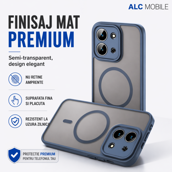 Husa Matte MagSafe pentru Xiaomi Redmi 15C [173MM], protectie completa, contur Albastru