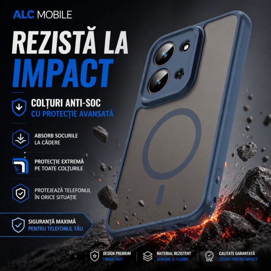 Husa Matte MagSafe pentru Xiaomi Redmi 15C [173MM], protectie completa, contur Albastru