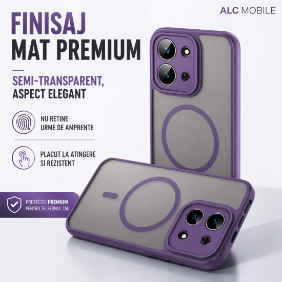 Husa Matte MagSafe pentru Xiaomi Redmi 15C [173MM], protectie completa, contur Mov